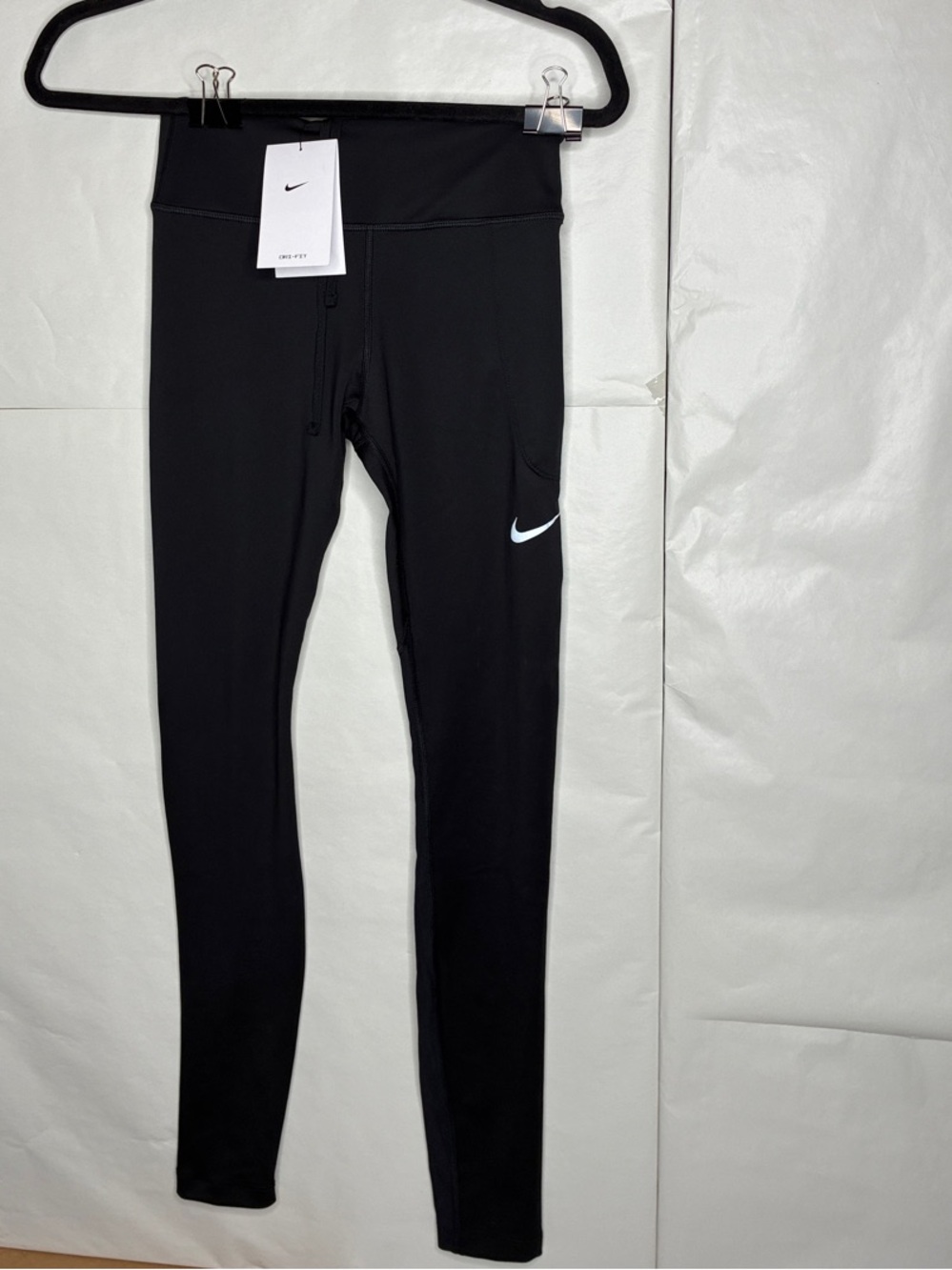 Nike Black Leggings with White Swoosh - Girls' Athletic Tights